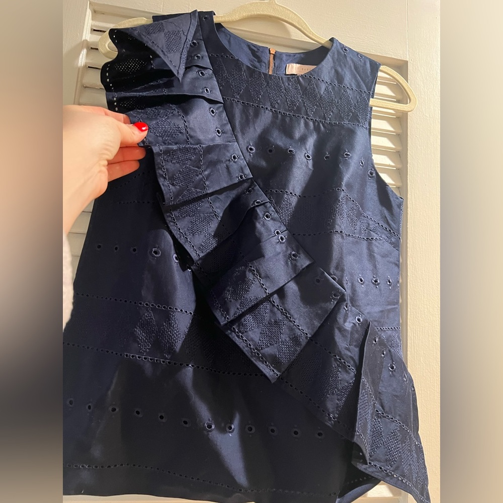 Ted Baker Forelli Ruffle Embroidered Top - Picture 5 of 8